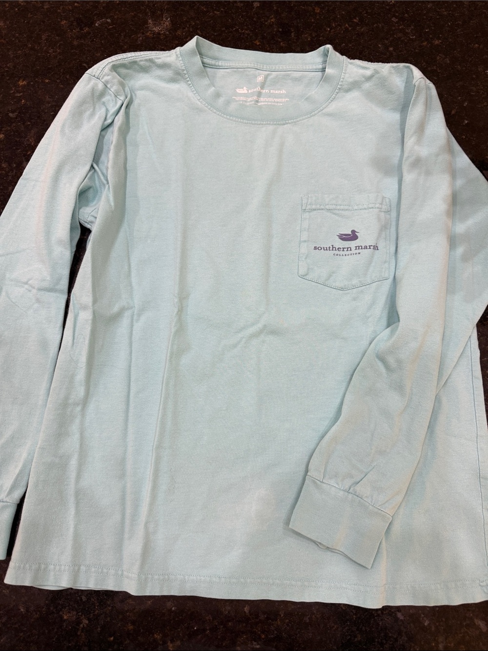 Southern Marsh Long-Sleeve Pocket Tee - Seafoam Blue